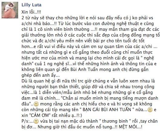 
	
	Nguyễn Thị Lượm không muốn bị gọi là "bạn gái Bùi Anh Tuấn"